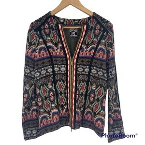 Aldo Martins  zip front cardigan sweater abstract patterns large